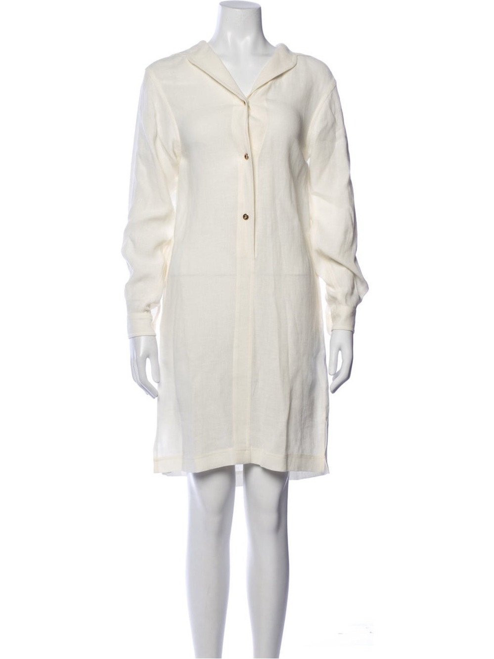 Loro Piana 100% linen shirtdress ivory tunic luxury resort-wear breathable SZ 38 - Picture 3 of 7